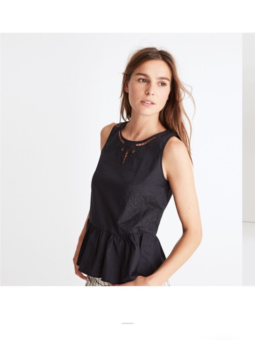 Madewell Sleeveless black summer cotton Peplum Top small